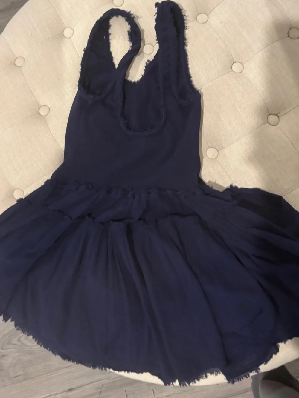 Free People Navy Ruffle Trim Mini Dress